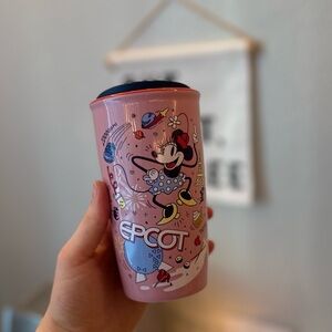 Starbucks Disney Parks Epcot Minnie Porcelain Hot Mug Tumbler Cup 12oz Pink Red